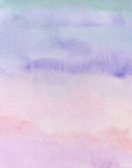 Watercolor abstract pastel background, hand-painted texture, watercolor purple and pink stains. Design for backgrounds, wallpapers, covers and packaging.