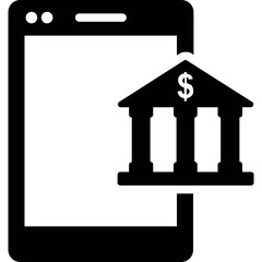 
Mobile banking icon in glyph design.
