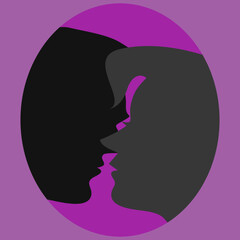 Vector illustration for Valentine's Day. Love, man, woman, people. Colors pink, gray, lilac.