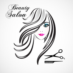 Face Of Pretty Woman Silhouette Beauty Salon Cosmetics Industry Logo Vector