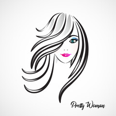 Face Of Pretty Woman Silhouette Logo Vector