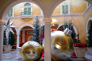 Christmas ornaments in the front yard 