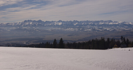 The Tatra mountains in the snow.