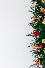 New Year's background Christmas tree decor is the place to sign a postcard