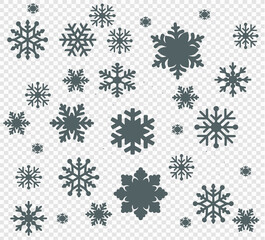 Snowflakes set. Background for winter and christmas theme. Vector illustration.