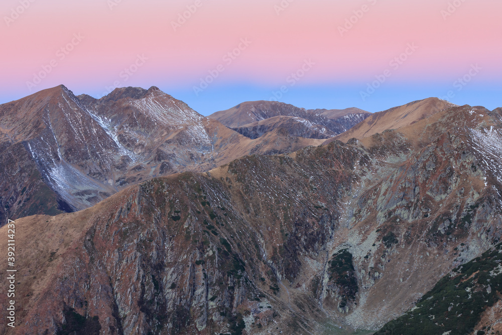 Sticker sunrise in Fagaras Mountains, Romania