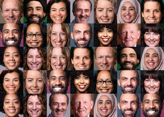 Collection of happy people faces
