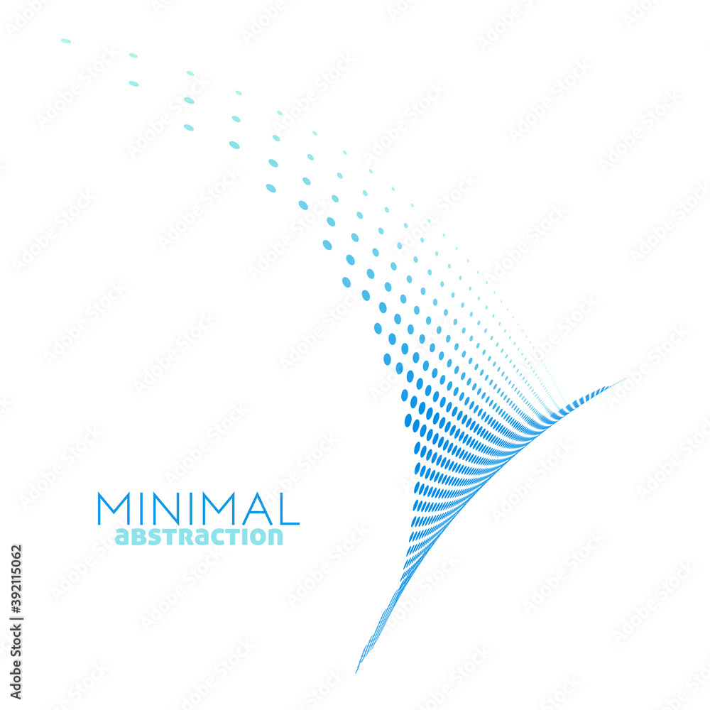 Poster Minimal blue dotted abstraction. Simple graphics