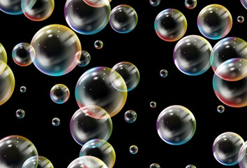 Soap bubbles seamless pattern. Vector