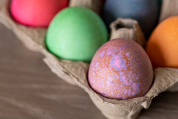Colorful Easter Eggs in Egg Carton