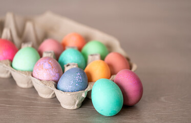 Colorful Easter Eggs in Egg Carton