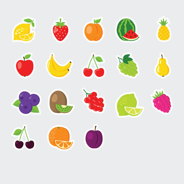 set of colofrul fruit icons