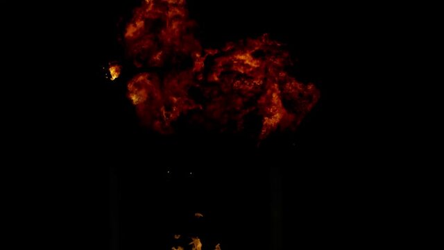 Fire Explosion Stock Video In Black Background 
