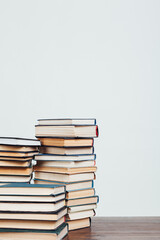 stacks of books for reading and education on a white background in the library
