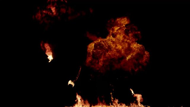 Fire Explosion Stock Video In Black Background 