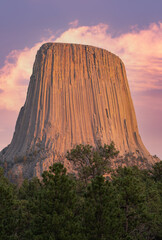 Devil's Tower Wyoming at Sunset