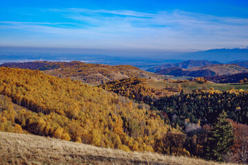 beautiful autumn landscapes in the Romanian mountains, Fantanele village area, Sibiu county, Cindrel mountains, Romania
