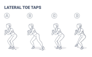 Lateral Toe Taps Female Home Workout Exercise Guidance.