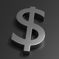 Metallic euro symbol on dark background