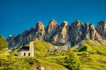 church in the mountains, dolomites