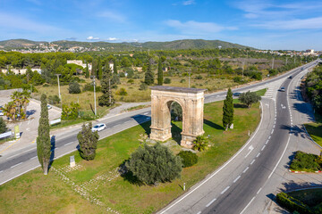 Ancient roman triumphal arch in Bara Spain