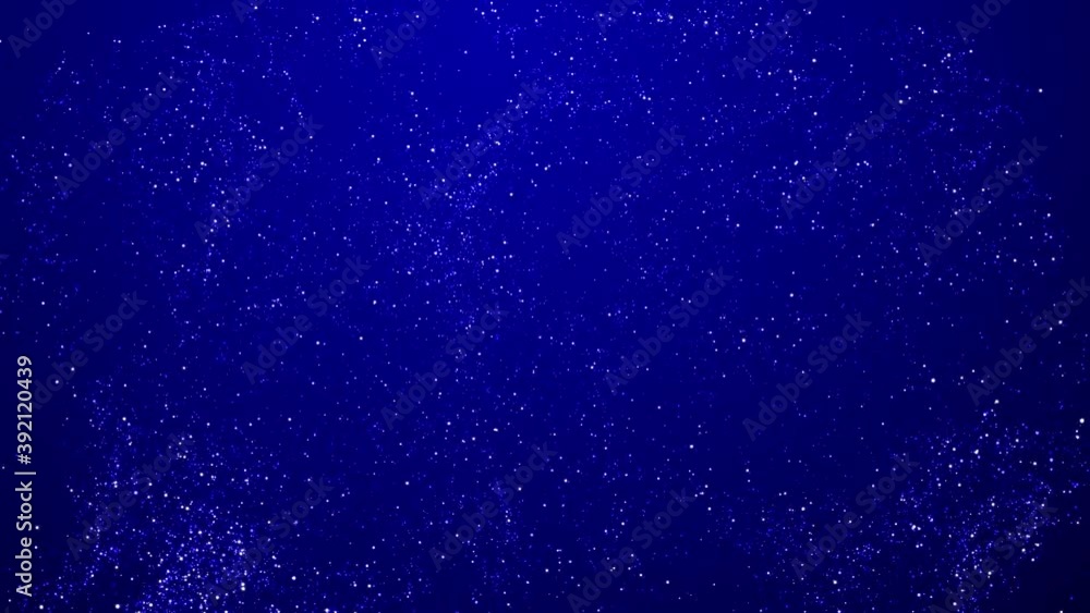 Poster abstract bg with blue magic glitters fly in air in slow motion and form beautiful swirls. sparkles f
