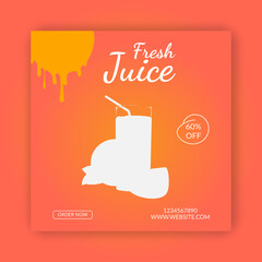 Fresh Orange Juice Facebook and Instagram post template |  Social media post