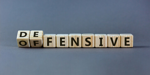 Fliped wooden cubes and changed the inscription 'offensive' to 'defensive' or vice versa. Beautiful...