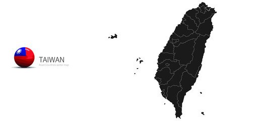 Taiwan Map and Flag Icon
Map of Asian countries.