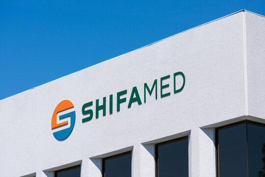 Shifamed sign on headquarters campus building. Shifamed LLC is a privately held medical technology incubator and innovation hub - Campbell, CA, USA - 2020