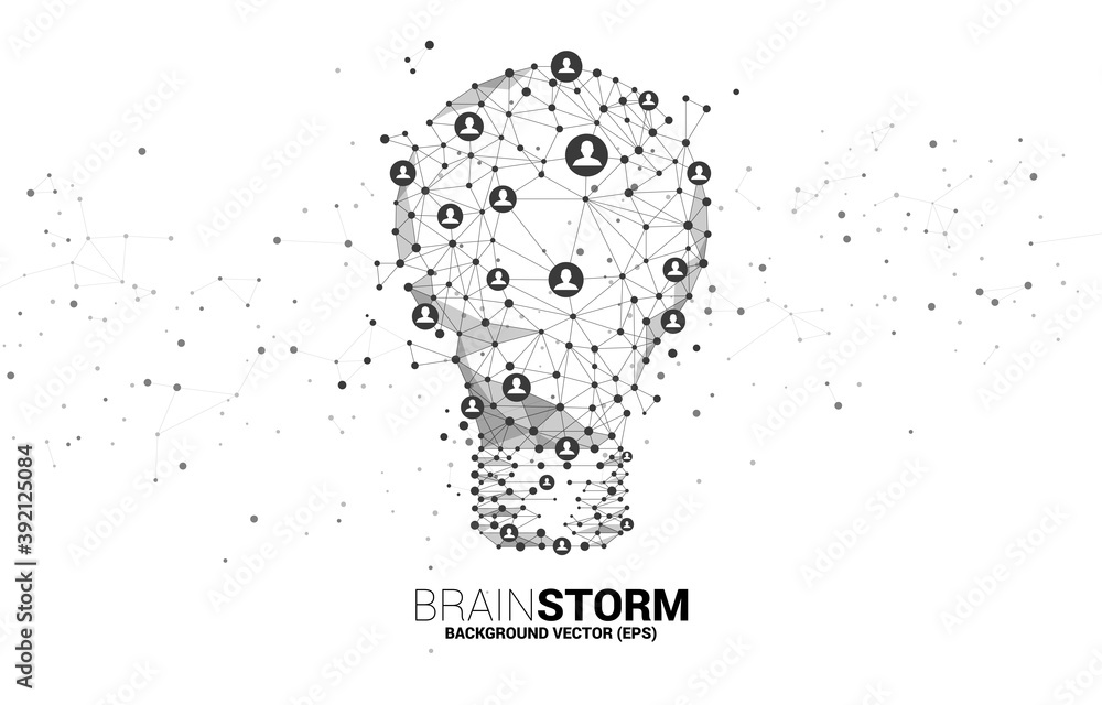 Poster Vector light bulb from Wireframe polygonal lines Connect dot Geometric with people icon. Concept of business idea and brainstorm.
