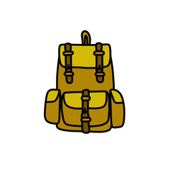 backpack doodle icon, vector color line illustration