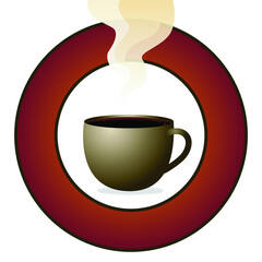 Coffee mug illustration / logo concept, with space for your own text.