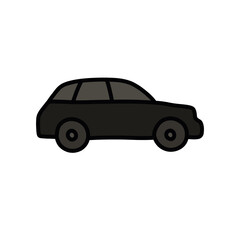 car doodle icon, vector color line illustration