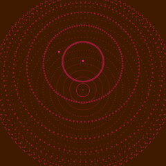 Abstract color sphere made of points. Visualization connecting dots with glowing effect. 3d