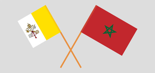 Crossed flags of Morocco and Vatican
