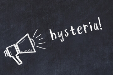 Chalk sketch of loudspeaker and inscription hysteria