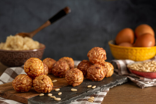 till life of typical Catalan sweets, called "Panellets" made of marzipan and pine nuts