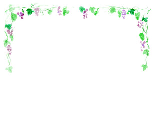 葡萄の手描きイラストのフレーム素材