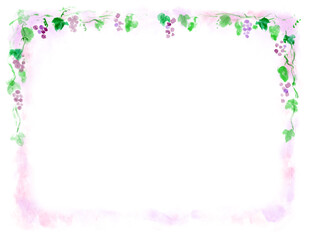 葡萄の手描きイラストのフレーム素材