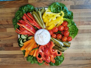 vegetables on a wooden board