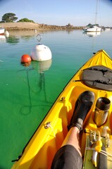 Fishing in kayak in Brittany. France