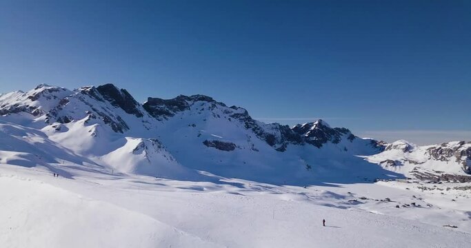Aerial View of Swiss Ski Resort in Obwalden, Switzerland.