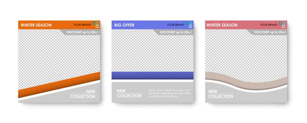Social media editable post banner. Web banners for social media, offer, sale brand, circle, line, season . Clear and simple design, vector illustration for shopping, story.