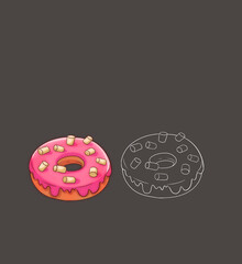 Donuts with icing and marshmallow black