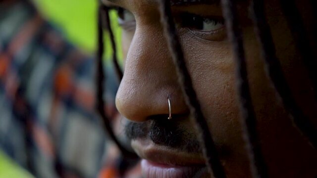 African American Man Looking Ahead Nodding Head, Motivating Self