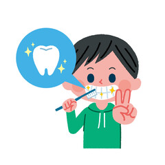 歯磨きをしているこどものイラスト