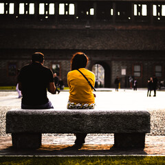 People on bench