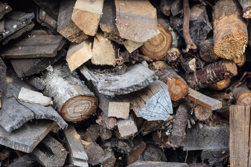 Old firewood on the street for the fireplace