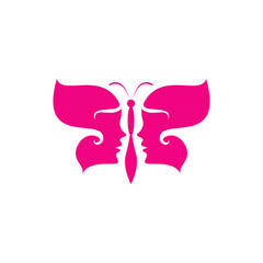 vintage abstract butterfly with face shaped wings vector icon